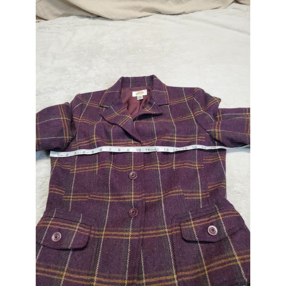 Talbots Purple Wine Plaid Wool Blazer Women 12 Academia Twee Office Classic - Picture 8 of 11